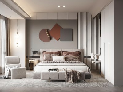 现代家居卧室3D模型下载